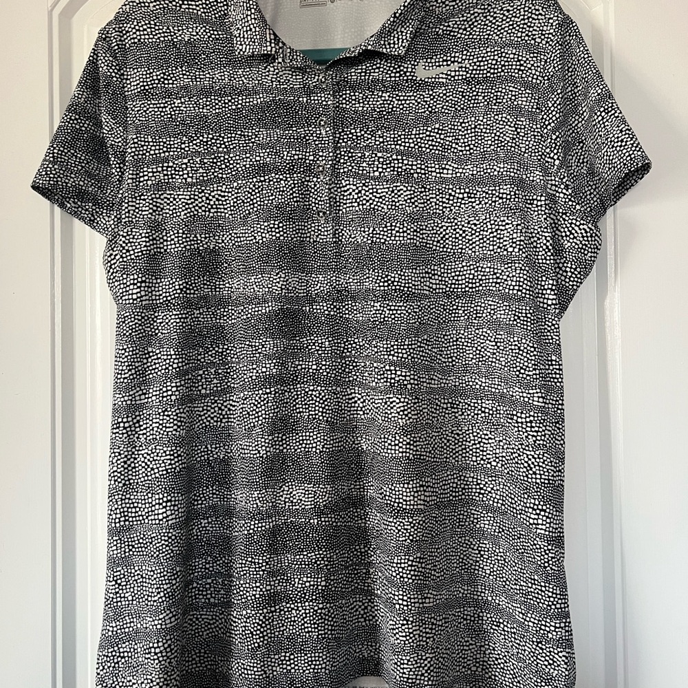 Nike Women's Black and White Button Down Shirt Golf Polo